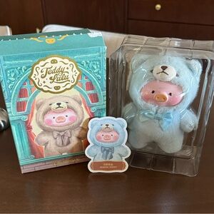 Lulu the Piggy - Teddy Lulu - Serene Teddy - winter blue teddy bear pendant